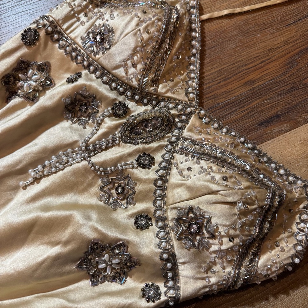 Vintage 100% Silk Beaded Dress Vintage Beaded Dress Y2K Sue Wong Dress Fairy - Picture 4 of 17